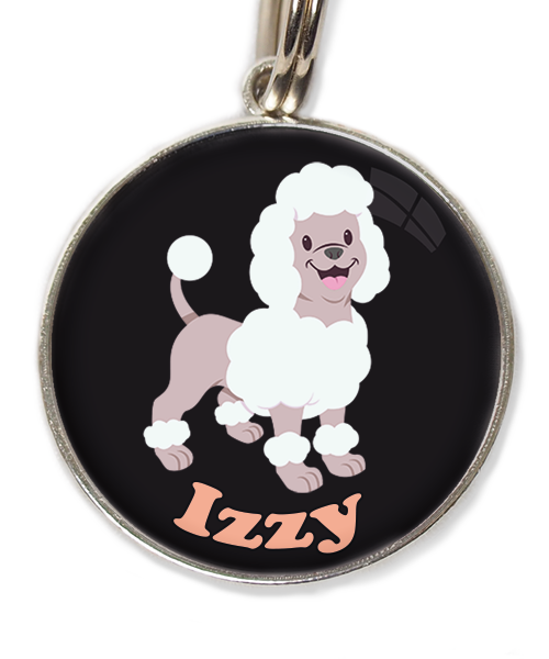 poodle-wit-met-naam-los-huisdierpenning-zwart