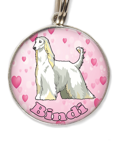 afgaanse-windhond-met-naam-los-huisdierpenning-hartjes