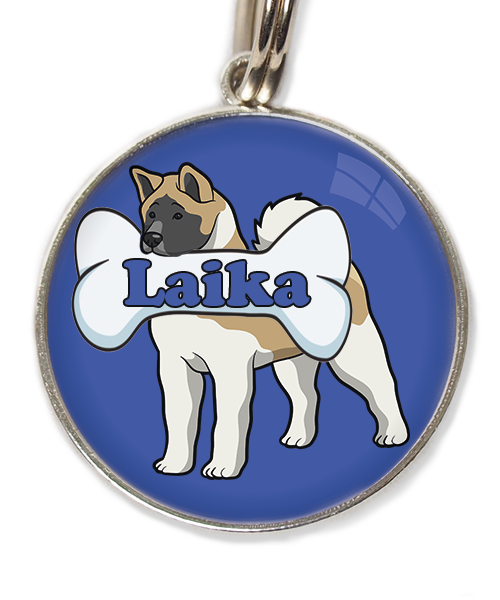 akita-met-naam-been-huisdierpenning-blauw