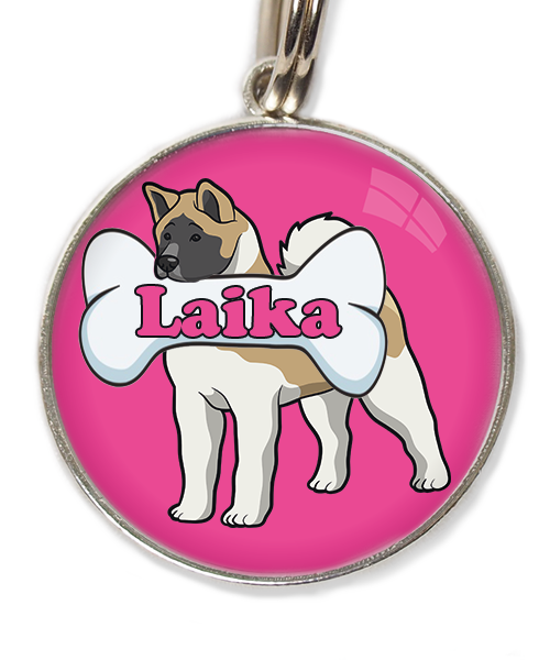 akita-met-naam-been-huisdierpenning-fushia