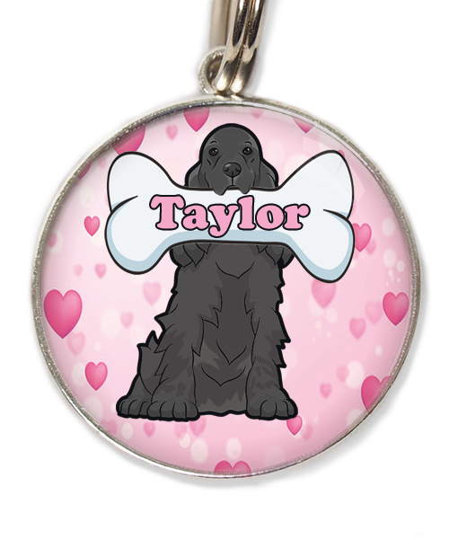 black-cocker-met-naam-been-huisdierpenning-hartjes