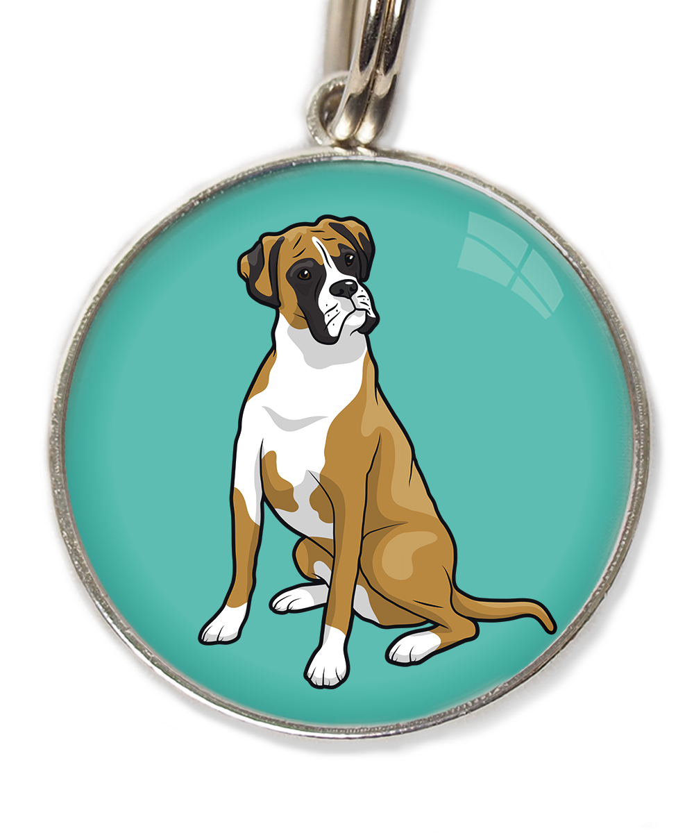 boxer-huisdierpenning-turquoise