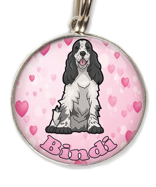 cocker-zwart-wit-met-naam-los-huisdierpenning-hartjes