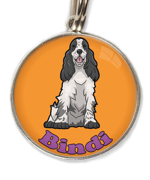 cocker-zwart-wit-met-naam-los-huisdierpenning-oranje