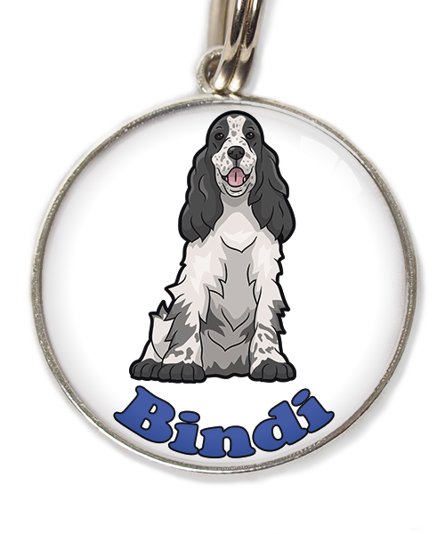 cocker-zwart-wit-met-naam-los-huisdierpenning-wit