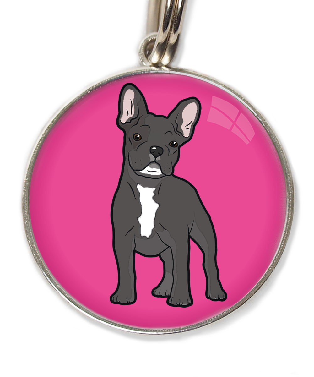 franse-bulldog-witte-sik-witte-borst-huisdierpenning-fushia