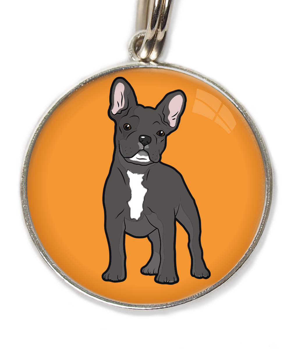 franse-bulldog-witte-sik-witte-borst-huisdierpenning-oranje