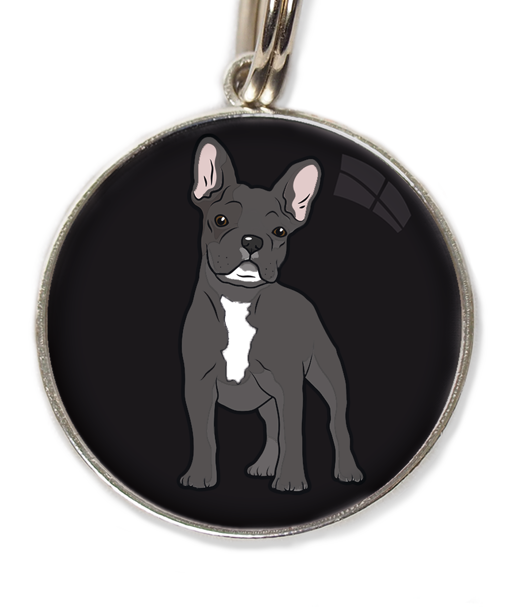 franse-bulldog-witte-sik-witte-borst-huisdierpenning-zwart