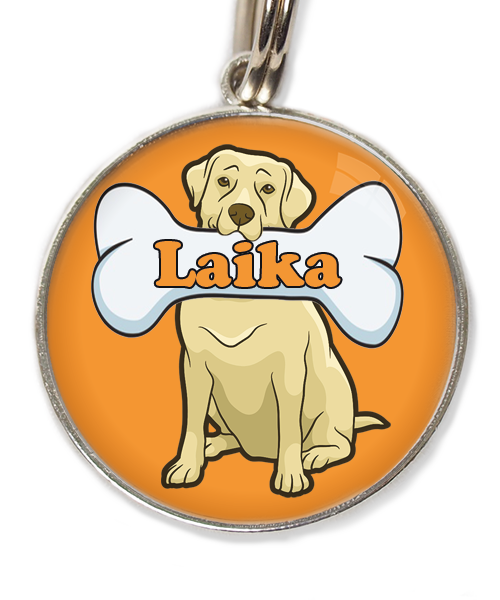 labrador-beige-2-met-naam-been-huisdierpenning-oranje