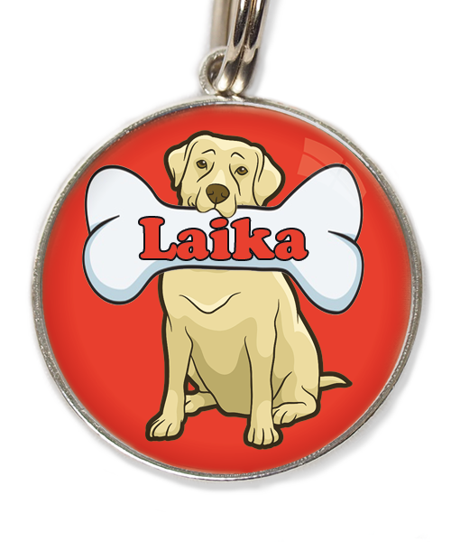 labrador-beige-2-met-naam-been-huisdierpenning-rood