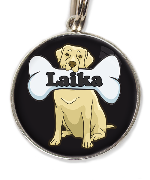 labrador-beige-2-met-naam-been-huisdierpenning-zwart