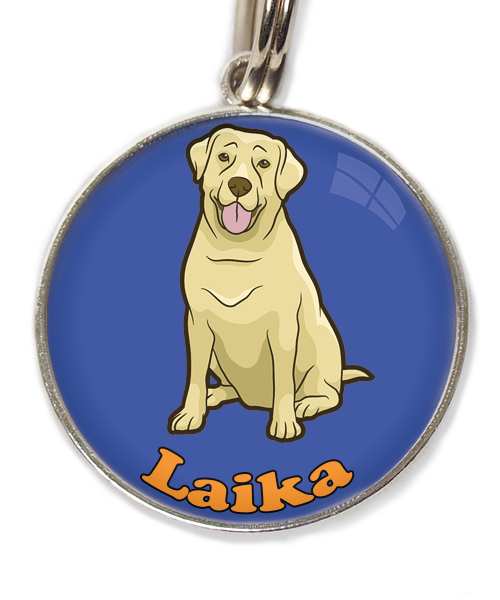 labrador-beige-2-met-naam-los-huisdierpenning-blauw