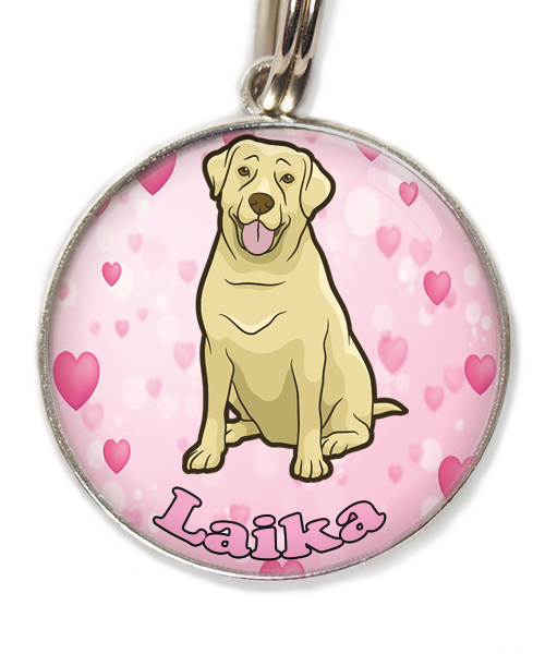 labrador-beige-2-met-naam-los-huisdierpenning-hartjes