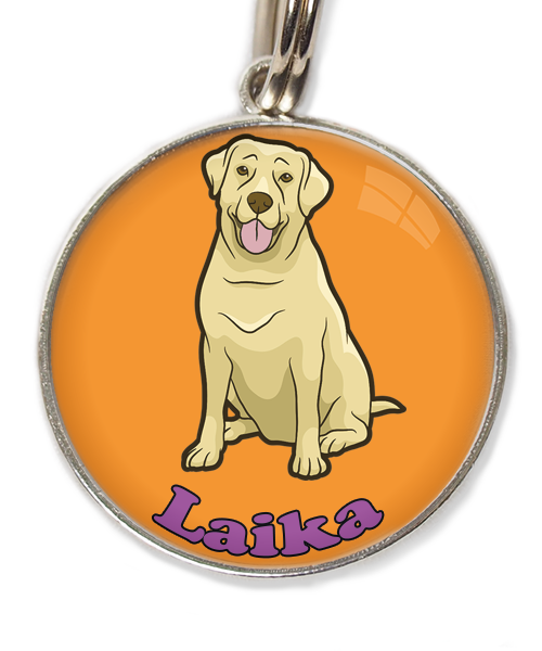 labrador-beige-2-met-naam-los-huisdierpenning-oranje