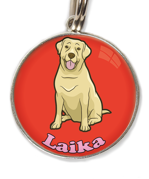 labrador-beige-2-met-naam-los-huisdierpenning-rood