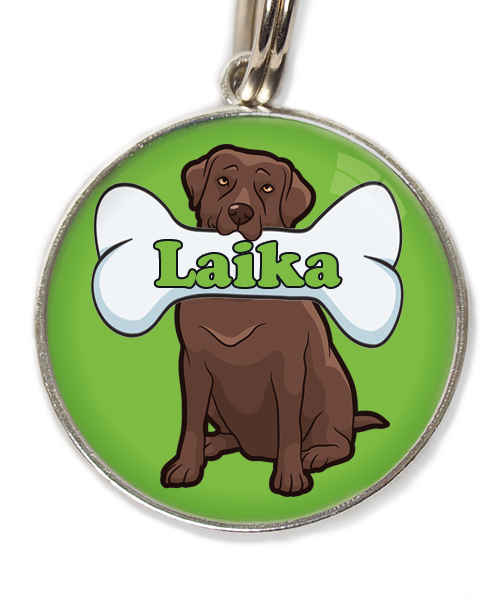 labrador2-bruin-met-naam-been-huisdierpenning-groen