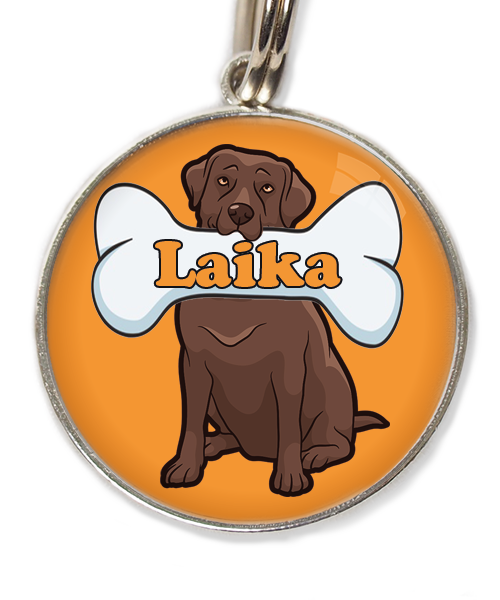 labrador2-bruin-met-naam-been-huisdierpenning-oranje