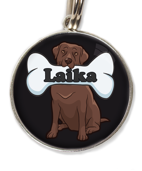labrador2-bruin-met-naam-been-huisdierpenning-zwart
