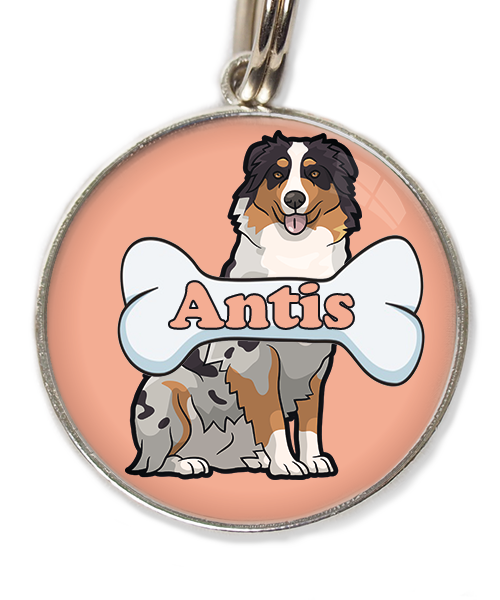 australian-sheperd-met-naam-been-huisdierpenning-peach