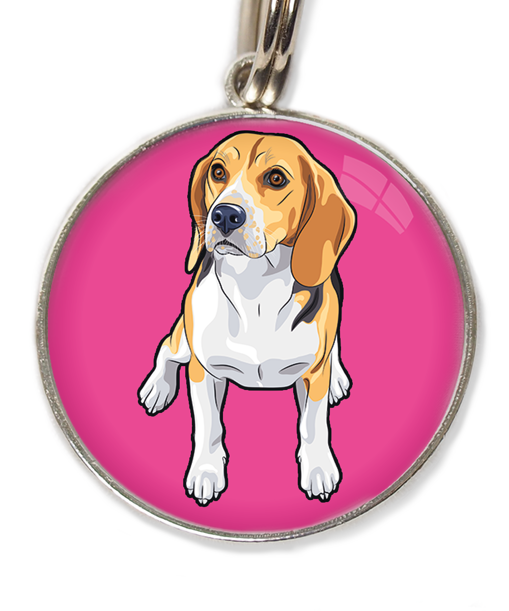 beagle-huisdierpenning-fushia