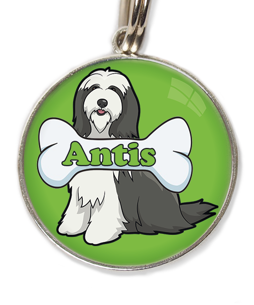 bearded-collie-met-naam-been-huisdierpenning-groen