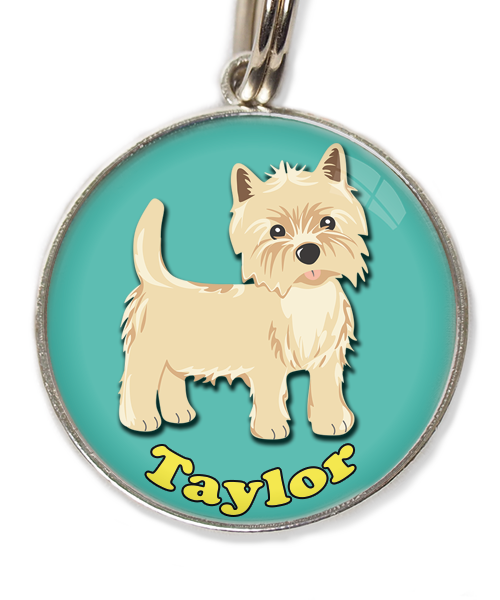 cairn-terrier-met-naam-los-huisdierpenning-turquoise