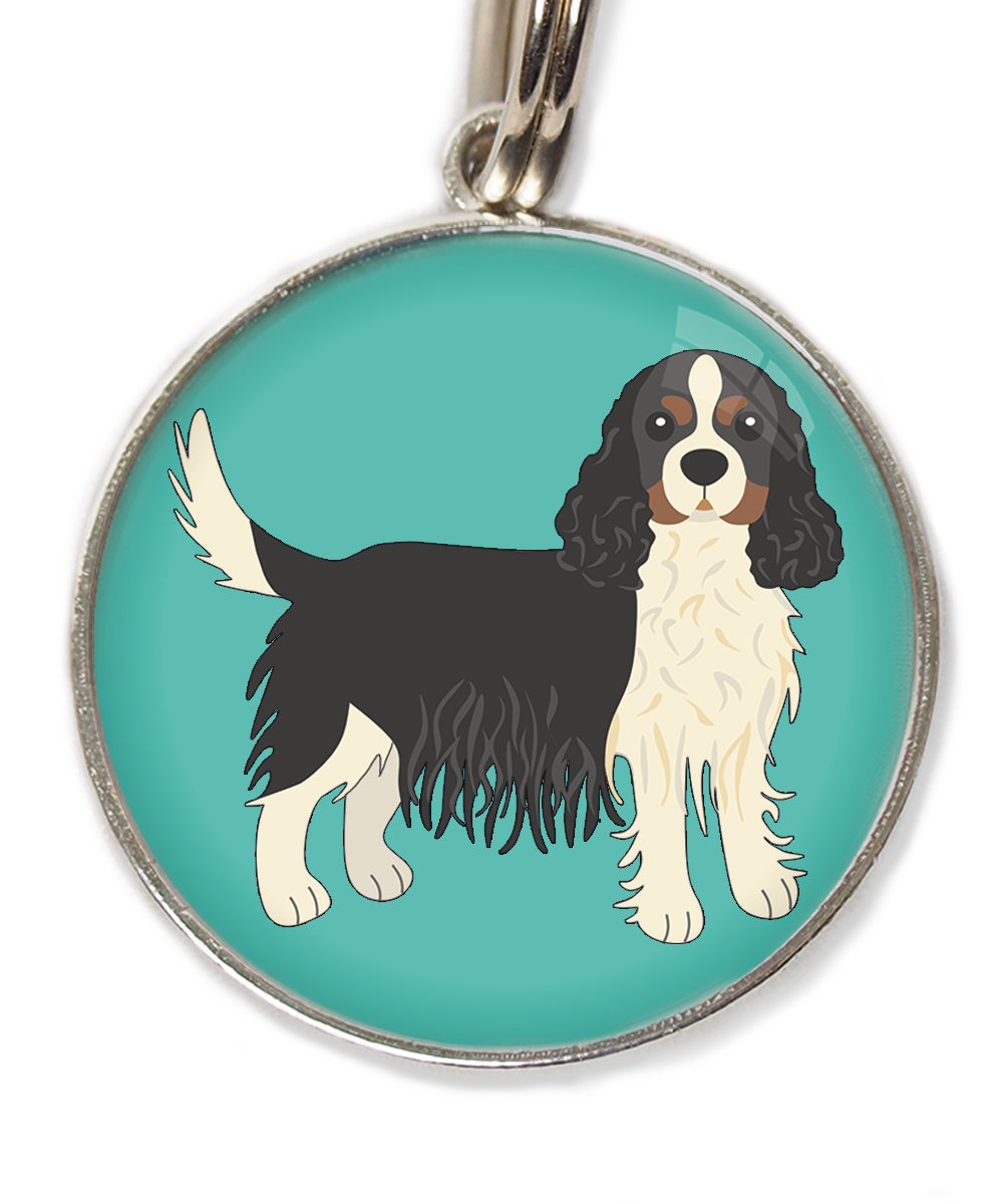 cavalier-king-charles-wit-zwart-huisdierpenning-turquoise