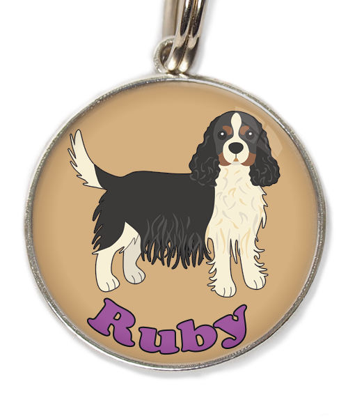 cavalier-king-charles-wit-zwart-met-naam-los-huisdierpenning-beige