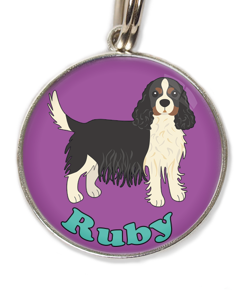 cavalier-king-charles-wit-zwart-met-naam-los-huisdierpenning-lilla