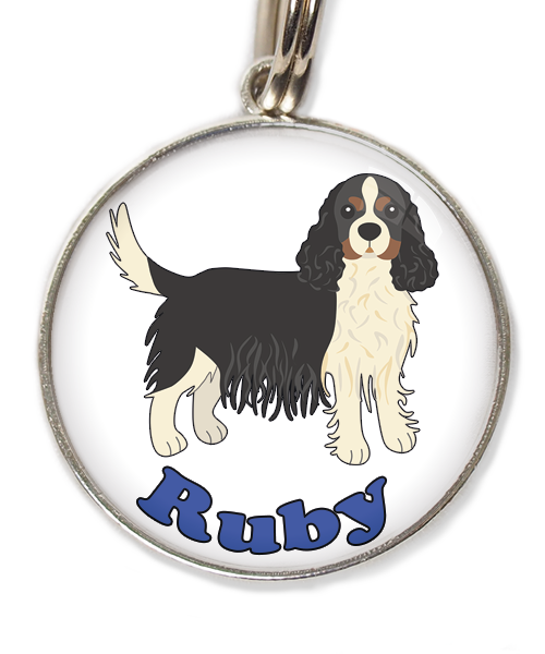 cavalier-king-charles-wit-zwart-met-naam-los-huisdierpenning-wit