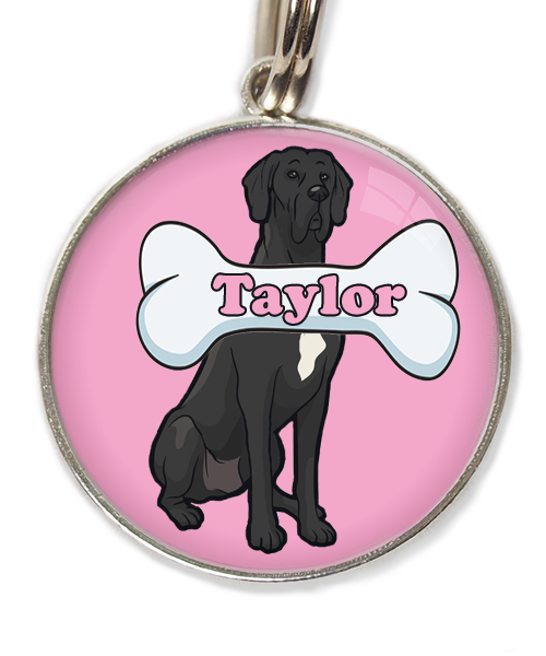 deense-dog-cartoon-met-naam-been-huisdierpenning-lichtroos-1