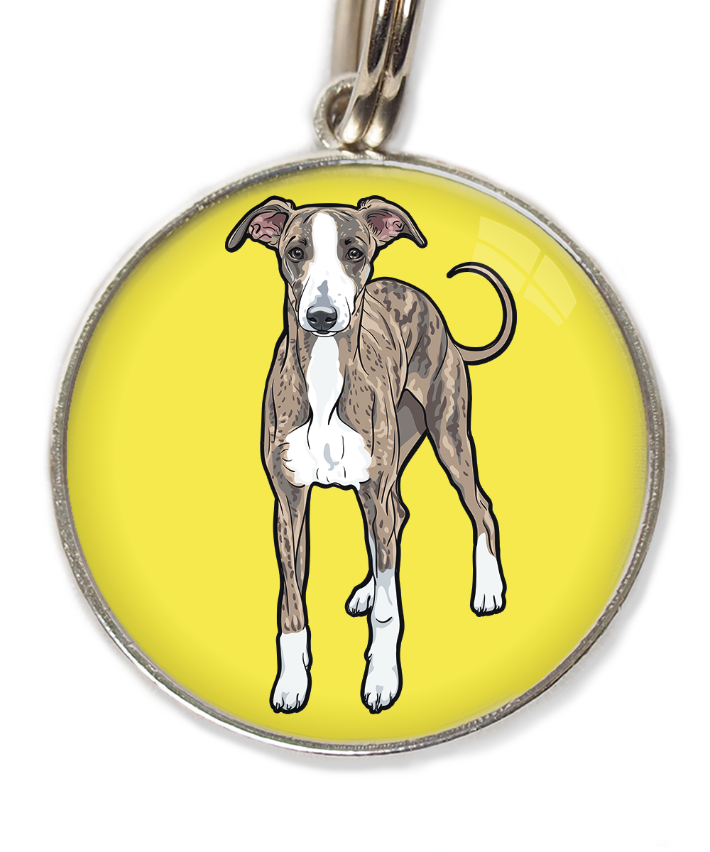 greyhound-huisdierpenning-geel