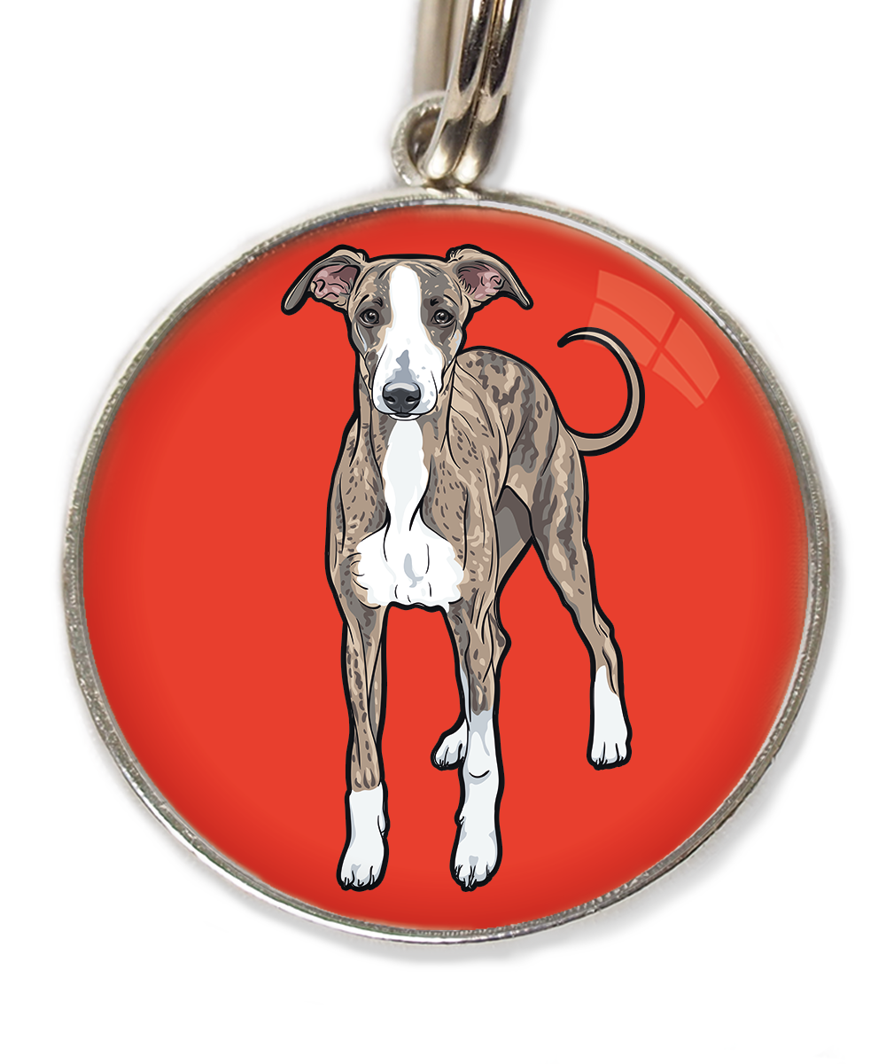 greyhound-huisdierpenning-rood