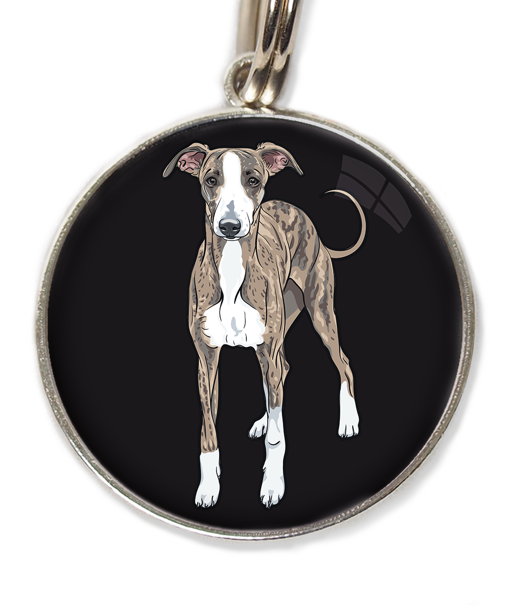 greyhound-huisdierpenning-zwart