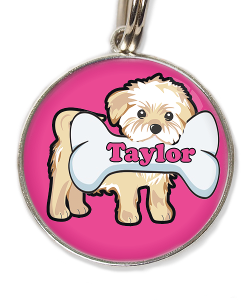 havanese-met-naam-been-huisdierpenning-fushia