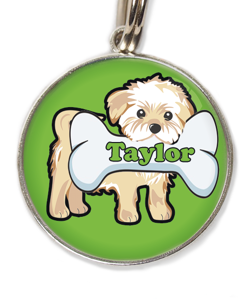 havanese-met-naam-been-huisdierpenning-groen