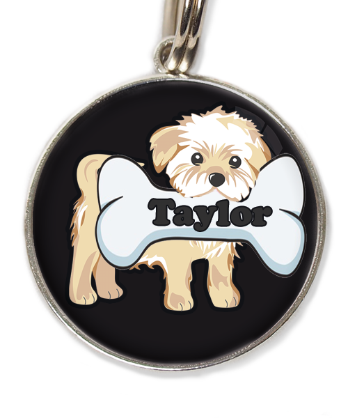 havanese-met-naam-been-huisdierpenning-zwart