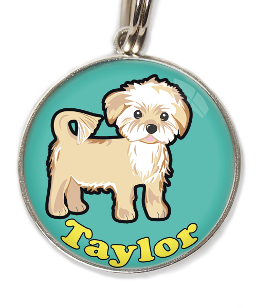 havanese-met-naam-los-huisdierpenning-turquoise