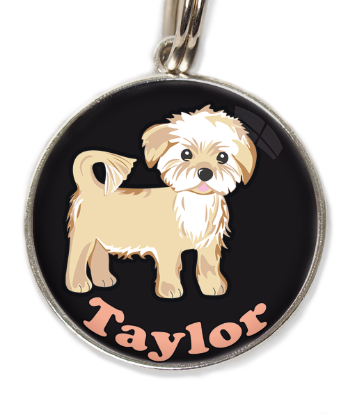 havanese-met-naam-los-huisdierpenning-zwart