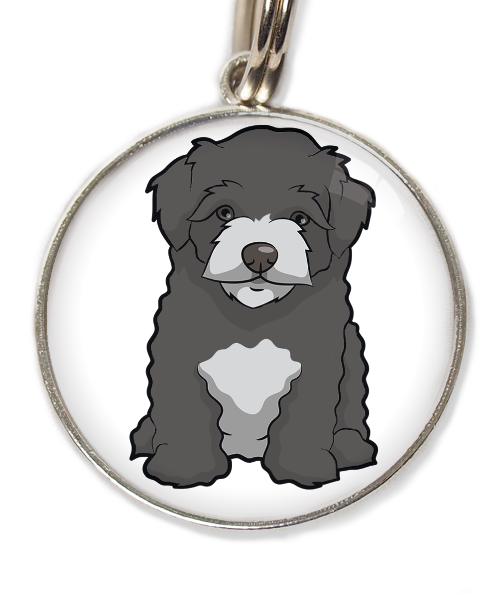maltipoo-zwart-huisdierpenning-wit