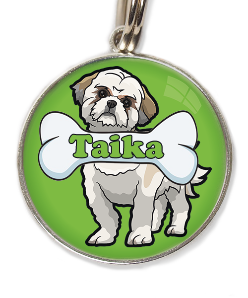 shih-tzu-met-naam-been-huisdierpenning-groen
