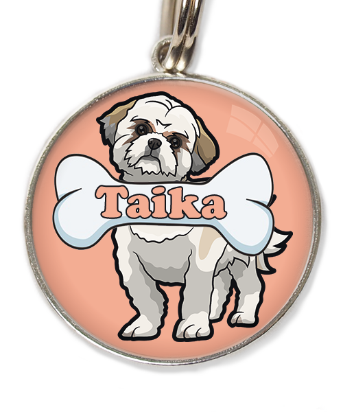 shih-tzu-met-naam-been-huisdierpenning-peach