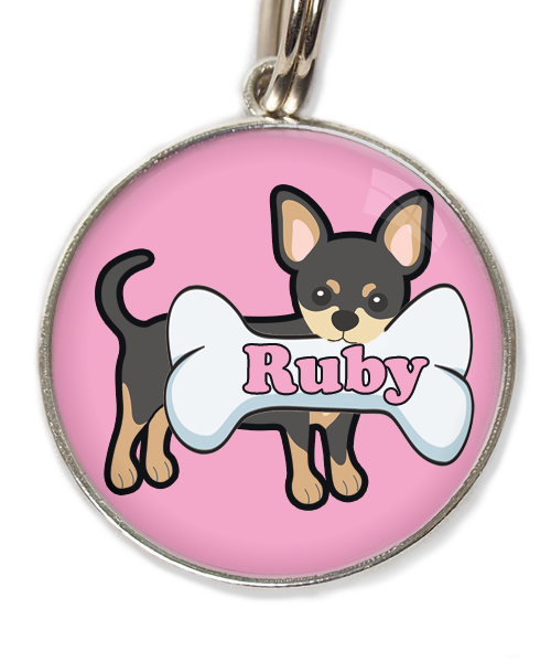 zwarte-chihuahua-2-met-naam-been-huisdierpenning-lichtroos