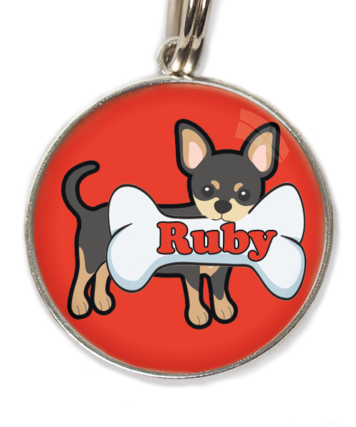 zwarte-chihuahua-2-met-naam-been-huisdierpenning-rood