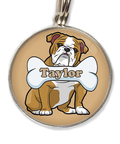 engelse-bulldog-met-naam-been-huisdierpenning-beige