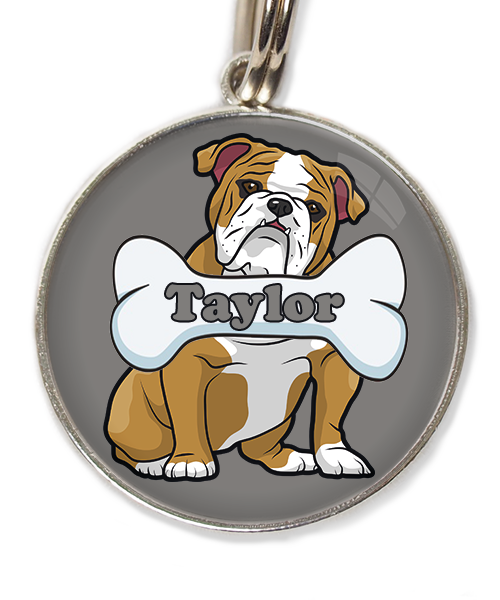 engelse-bulldog-met-naam-been-huisdierpenning-lichtgrijs