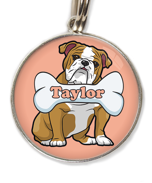 engelse-bulldog-met-naam-been-huisdierpenning-peach