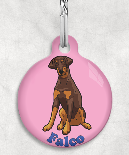 doberman-bruin-Naam-Los-huisdierpenning-lichtroze