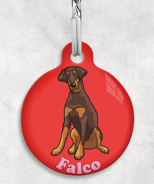 doberman-bruin-Naam-Los-huisdierpenning-rood