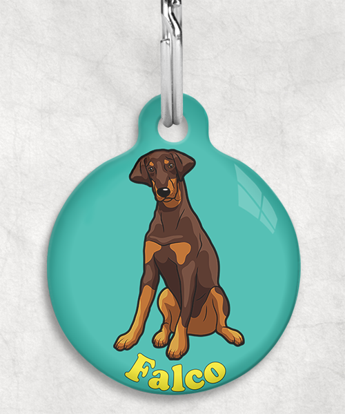 doberman-bruin-Naam-Los-huisdierpenning-turquoise